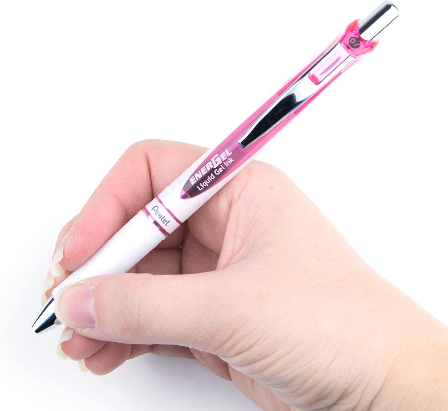 imagePentel EnerGel Pearl RTX Retractable Liquid Gel Pen 07mm Medium Line Needle Tip Assorted Ink Colors Pack of 4 BLN77WBP4MBlack