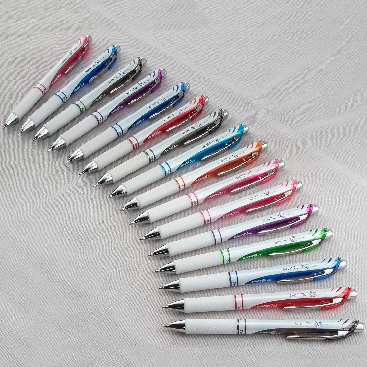 imagePentel EnerGel Pearl RTX Retractable Liquid Gel Pen 07mm Medium Line Needle Tip Assorted Ink Colors Pack of 4 BLN77WBP4MBlack