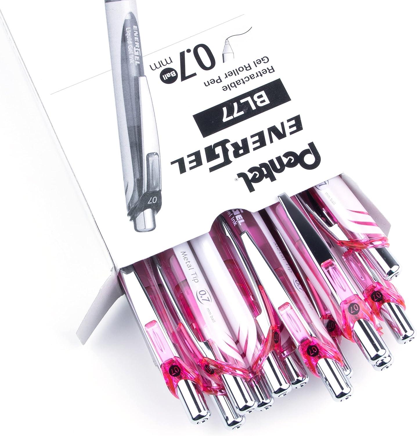 imagePentel EnerGel Pearl RTX Retractable Liquid Gel Pen 07mm Medium Line Needle Tip Assorted Ink Colors Pack of 4 BLN77WBP4MBlack