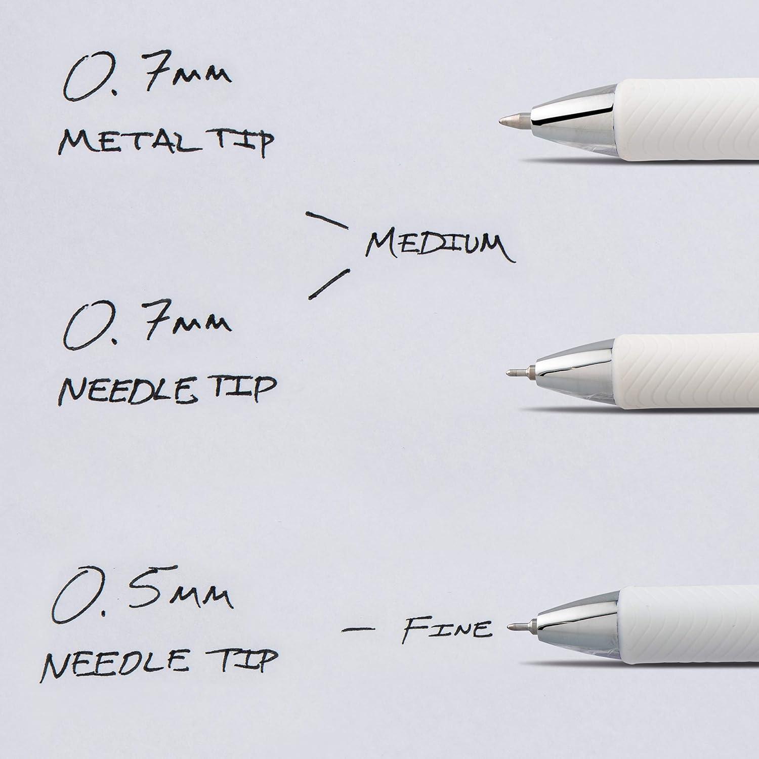 imagePentel EnerGel Pearl RTX Retractable Liquid Gel Pen 07mm Medium Line Needle Tip Assorted Ink Colors Pack of 4 BLN77WBP4MBlack