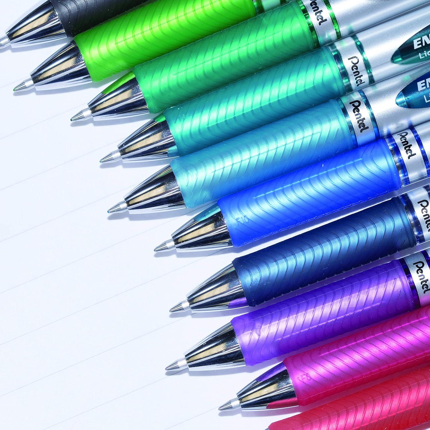 imagePentel EnerGel Pearl RTX Retractable Liquid Gel Pen 07mm Medium Line Needle Tip Assorted Ink Colors Pack of 4 BLN77WBP4MBlack