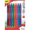 Pentel of America, Ltd BL107CRBP8M Gel Pens, Retractable, .7mm, 8/PK, Assorted Barrel/Ink