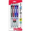 Pentel EnerGel Pearl RTX Retractable Liquid Gel Pen, (0.7mm), Medium Line, Needle Tip, Assorted Ink Colors, Pack of 4 (BLN77WBP4M)(Assorted)