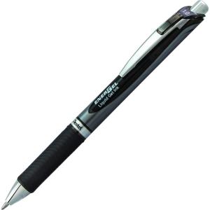 EnerGel™ RTX Retractable Liquid Gel Pens, Bold Point, 1.0 mm, Black/Silver Barrel, Black Ink, Pack Of 12(Black)