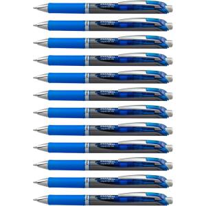 EnerGel™ RTX Retractable Liquid Gel Pens, Bold Point, 1.0 mm, Black/Silver Barrel, Black Ink, Pack Of 12(Blue)