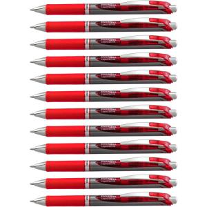 EnerGel™ RTX Retractable Liquid Gel Pens, Bold Point, 1.0 mm, Black/Silver Barrel, Black Ink, Pack Of 12(Red)