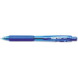 Pentel BK440C WOW! Retractable Ballpoint Pen, 1mm, Blue Barrel/Ink, Dozen
