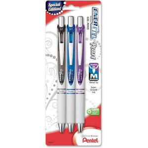 Pentel EnerGel Pearl RTX Retractable Liquid Gel Pen, (0.7mm), Medium Line, Needle Tip, Assorted Ink Colors, Pack of 4 (BLN77WBP4M)(Assorted 1)