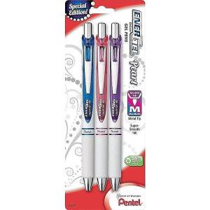 Pentel EnerGel Pearl RTX Retractable Liquid Gel Pen, (0.7mm), Medium Line, Needle Tip, Assorted Ink Colors, Pack of 4 (BLN77WBP4M)(Assorted 2)