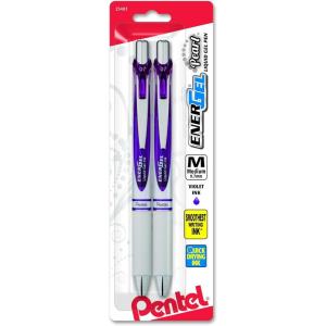Pentel EnerGel Pearl RTX Retractable Liquid Gel Pen, (0.7mm), Medium Line, Needle Tip, Assorted Ink Colors, Pack of 4 (BLN77WBP4M)(Violet)