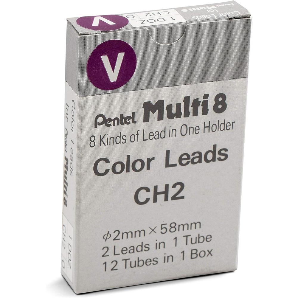 imagePentel Arts 8 Colour Pencil Lead Refill Brown 24 Pieces of Lead CH2EViolet