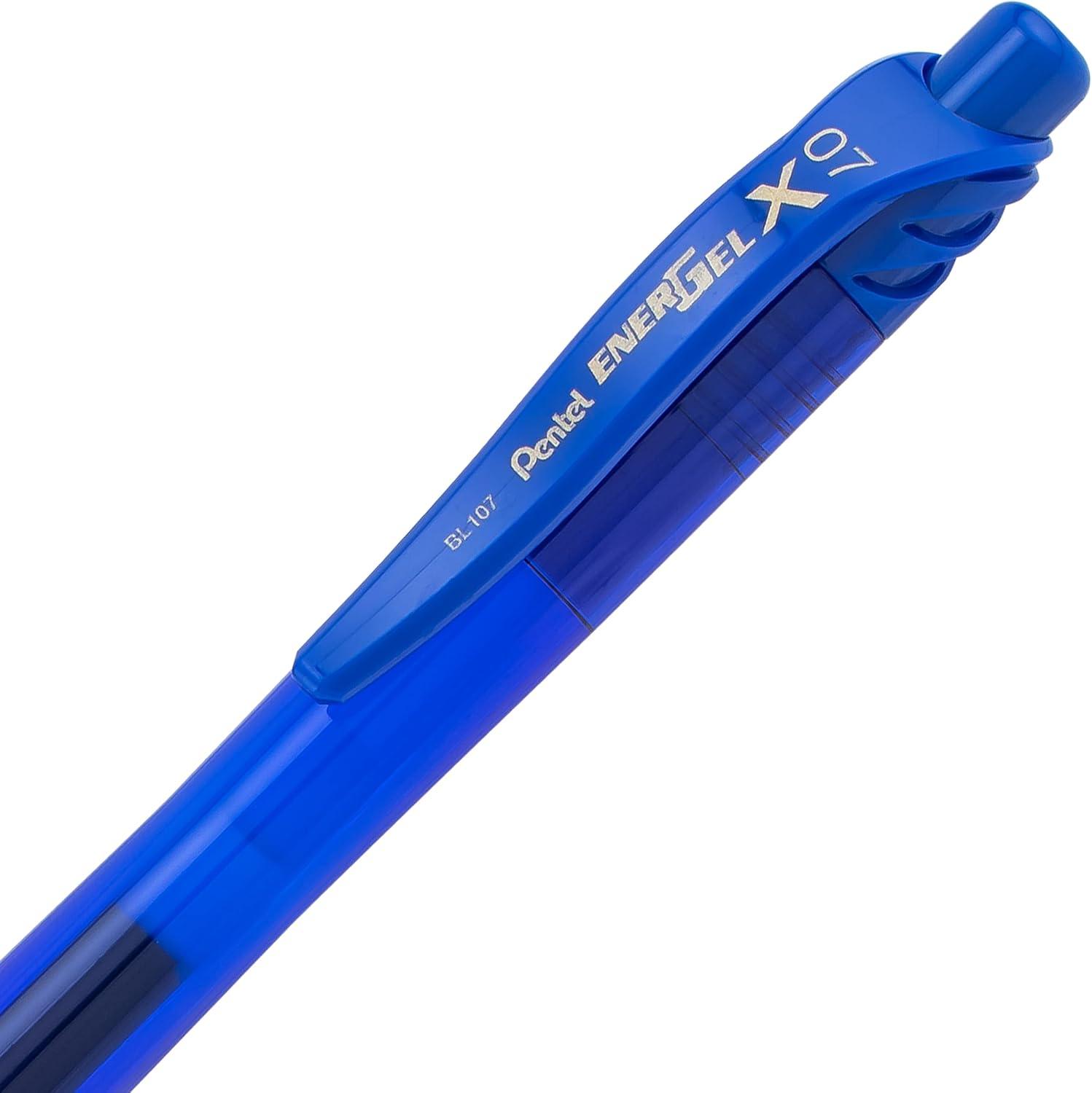 imagePentel BL107C EnerGelX Retractable Roller Gel Pen 7mm Blue BarrelInk DozenBlue
