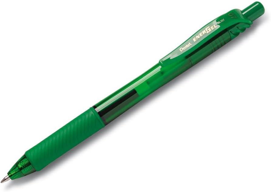 imagePentel BL107C EnerGelX Retractable Roller Gel Pen 7mm Blue BarrelInk DozenGreen