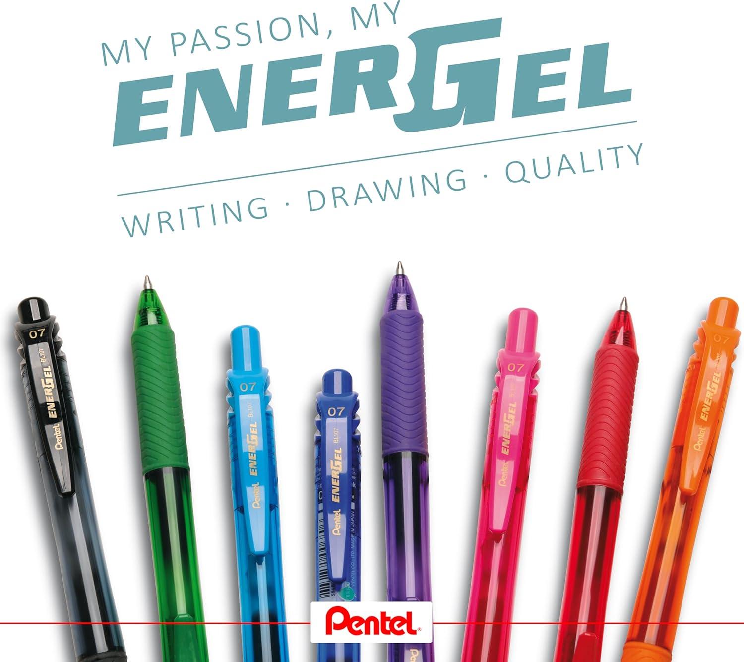 imagePentel BL107C EnerGelX Retractable Roller Gel Pen 7mm Blue BarrelInk DozenOrange