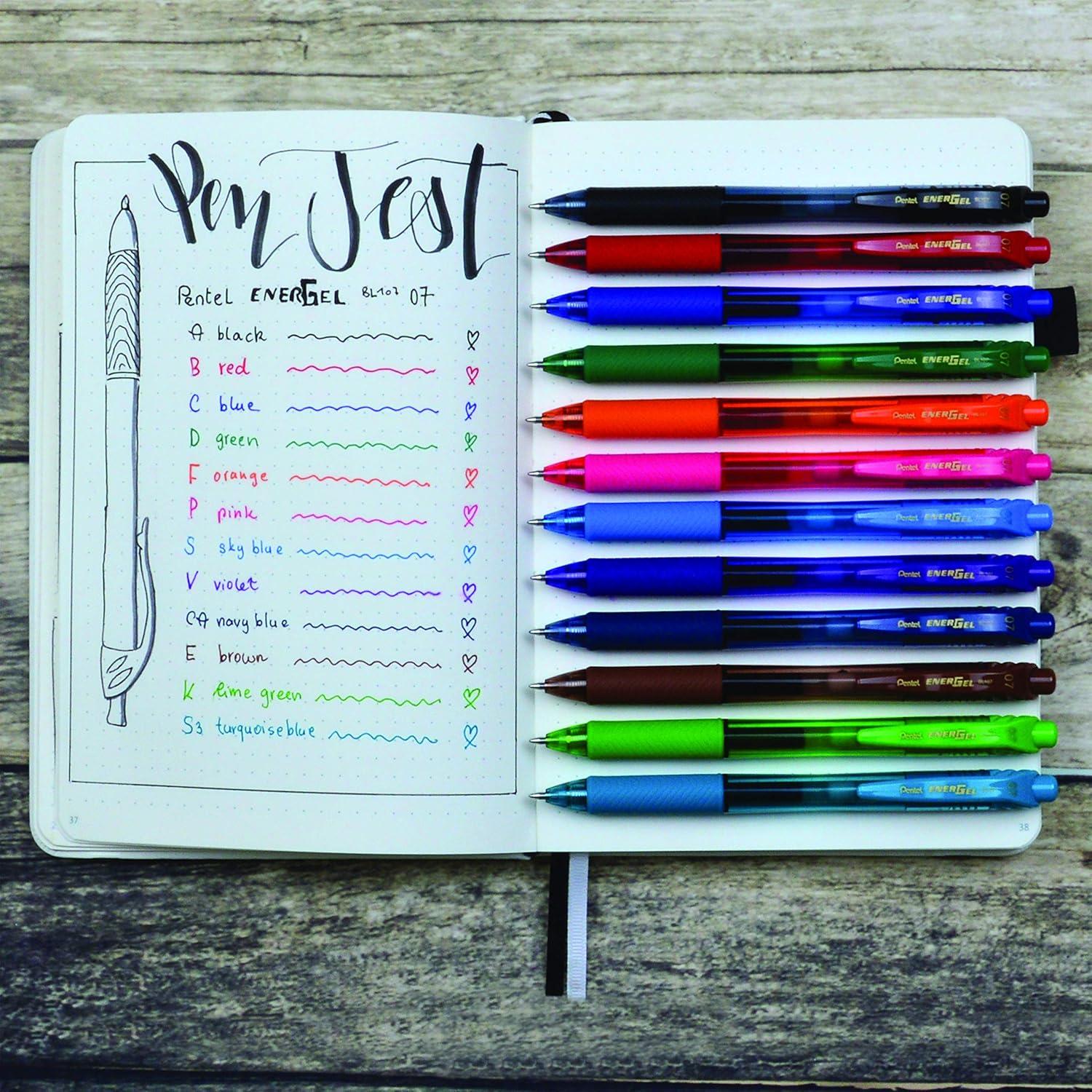 imagePentel BL107C EnerGelX Retractable Roller Gel Pen 7mm Blue BarrelInk DozenOrange