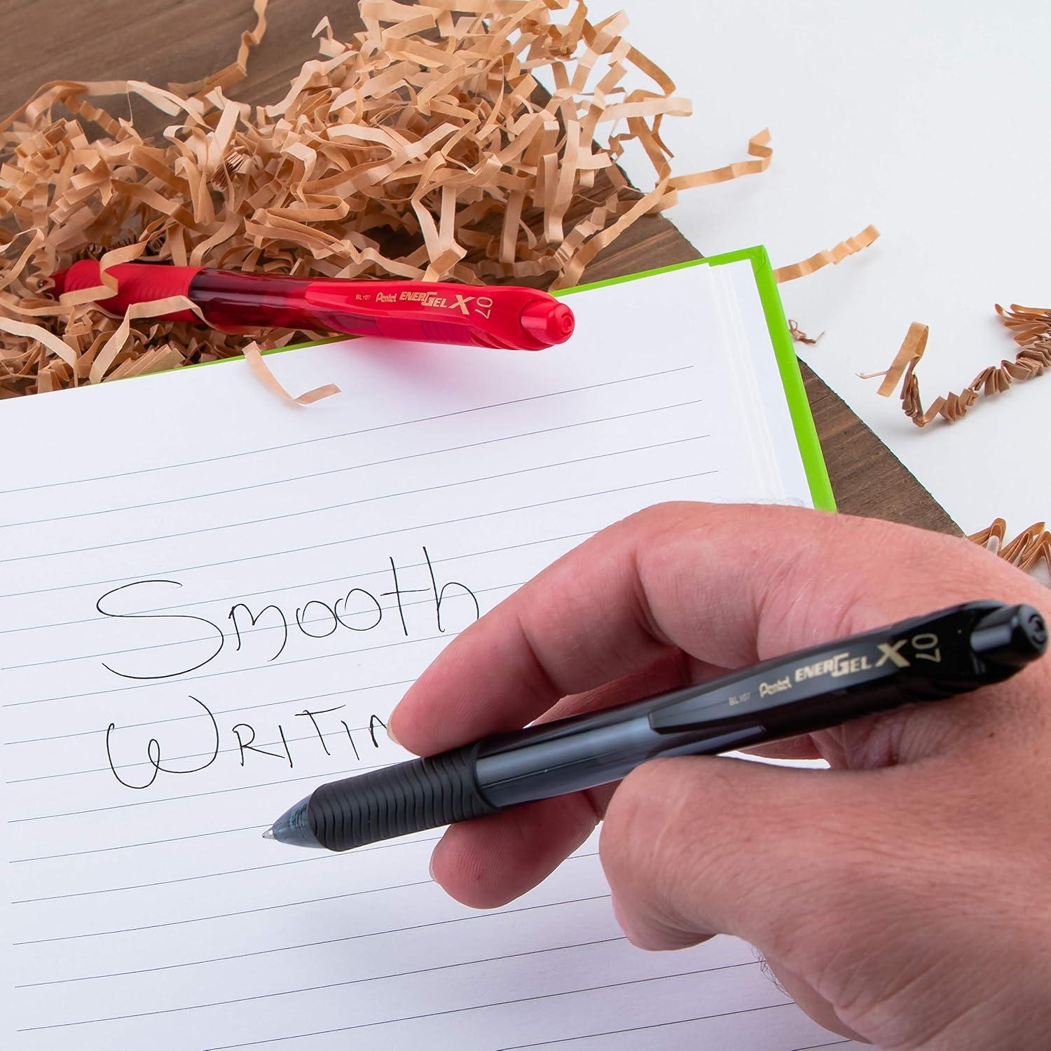 imagePentel BL107C EnerGelX Retractable Roller Gel Pen 7mm Blue BarrelInk DozenPink