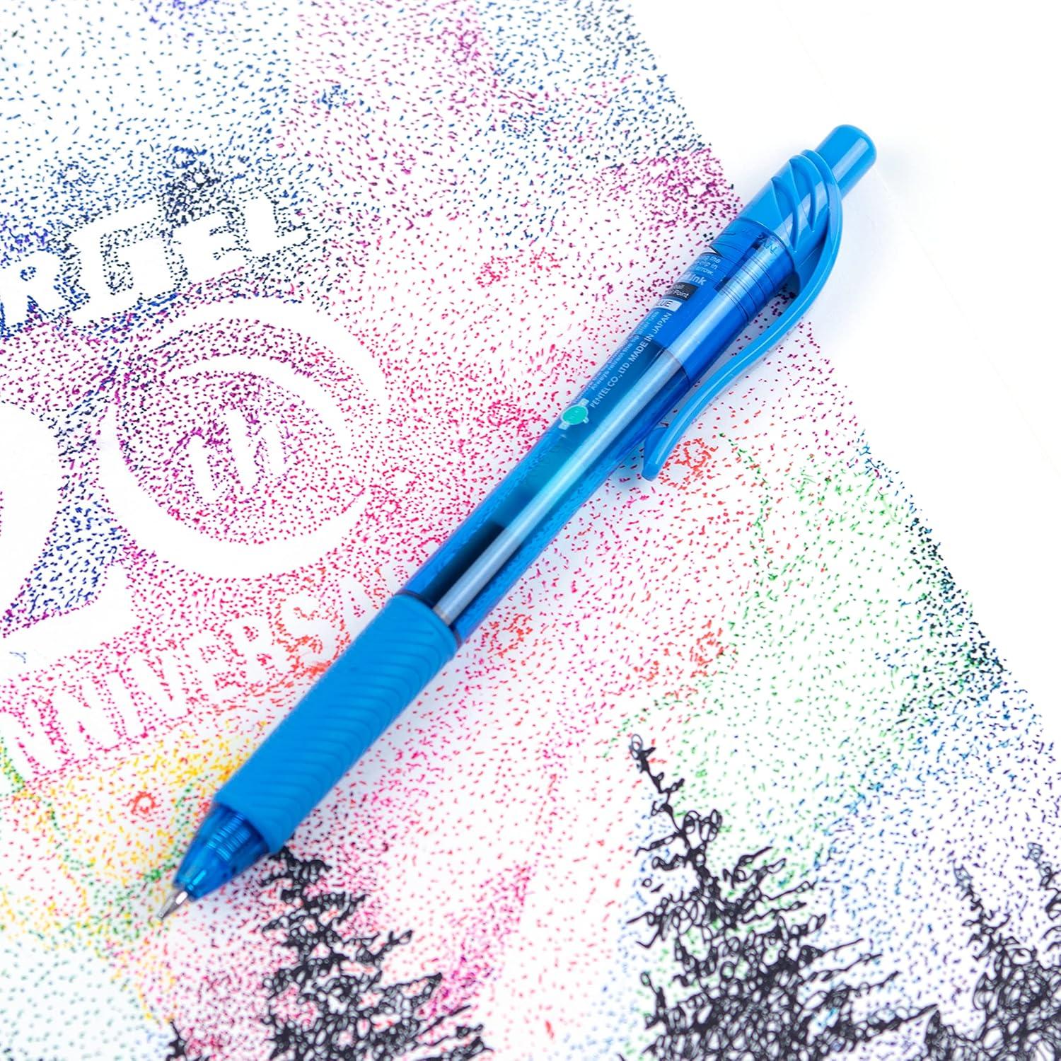 imagePentel BL107C EnerGelX Retractable Roller Gel Pen 7mm Blue BarrelInk DozenSky Blue
