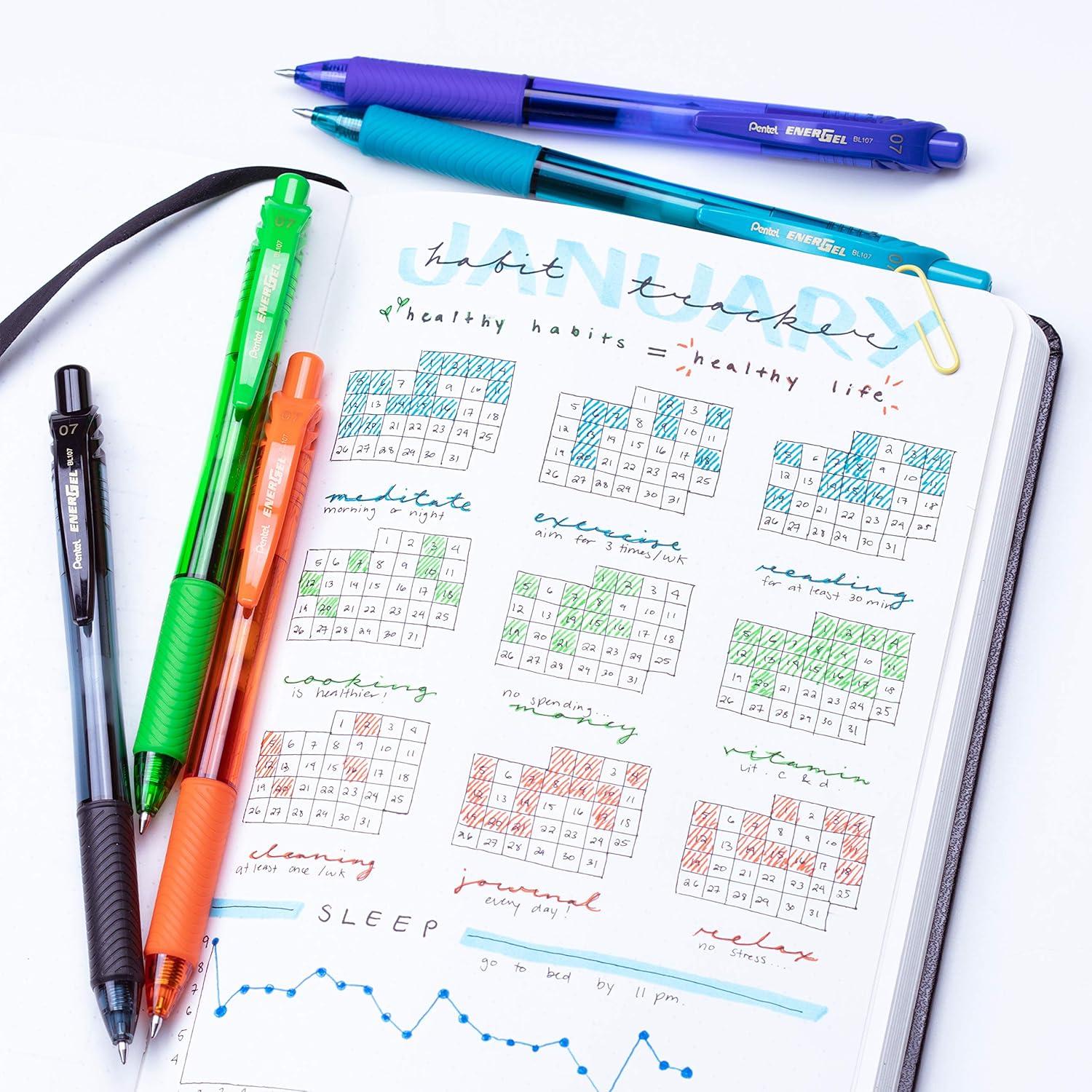 imagePentel BL107C EnerGelX Retractable Roller Gel Pen 7mm Blue BarrelInk DozenSky Blue