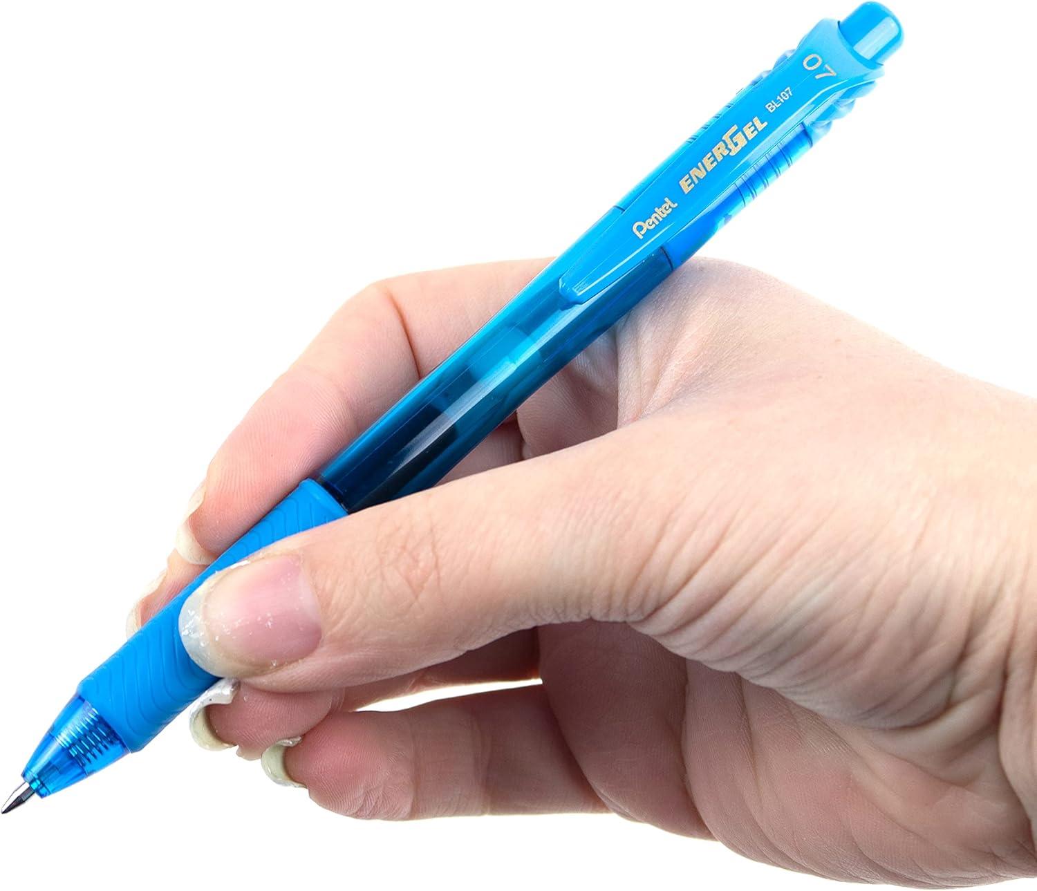 imagePentel BL107C EnerGelX Retractable Roller Gel Pen 7mm Blue BarrelInk DozenSky Blue