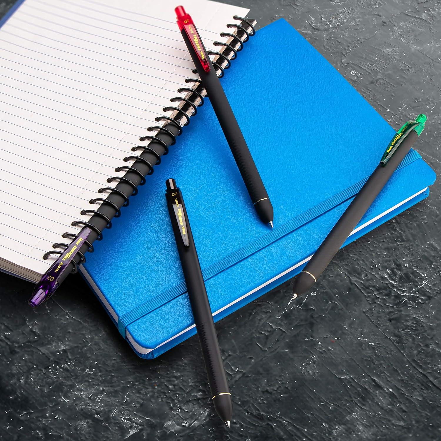 imagePentel EnerGel Kuro Liquid Gel Pen 07mm Medium line Black Ink 12 Pack BL437R1ALime Green