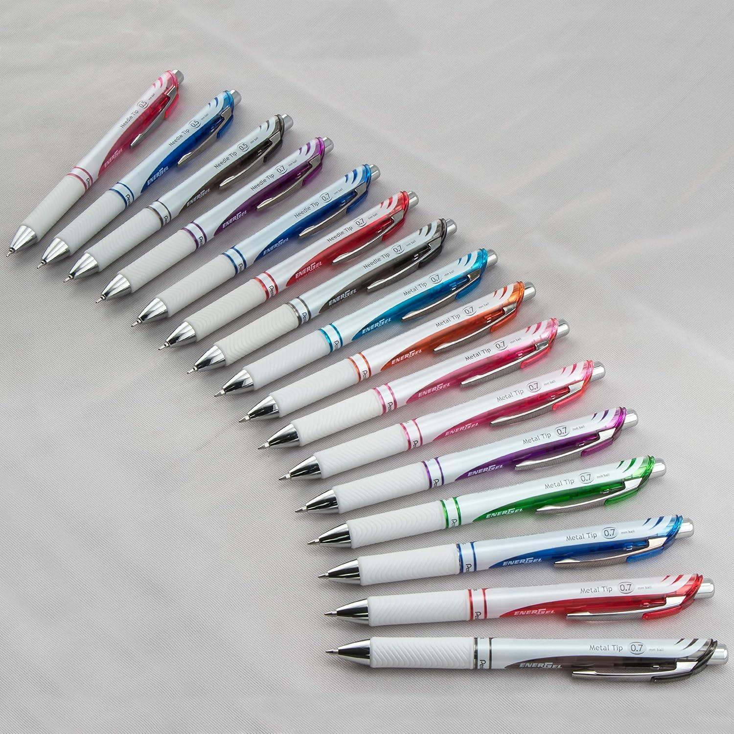 imagePentel EnerGel RTX Pearl Retractable Liquid Gel Pen 07mm Medium Line Needle Tip Blue Ink 12 pack BLN77PWCBlack