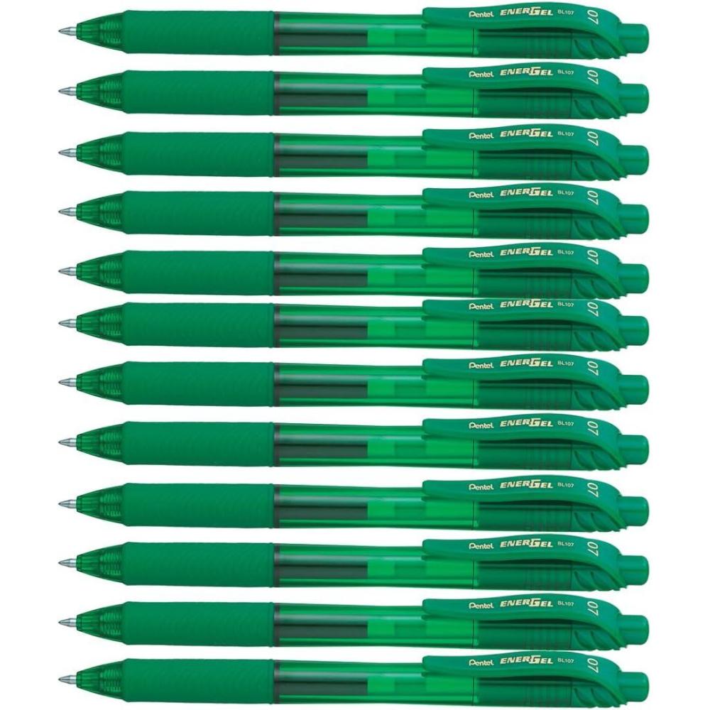 imagePentel BL107C EnerGelX Retractable Roller Gel Pen 7mm Blue BarrelInk DozenGreen
