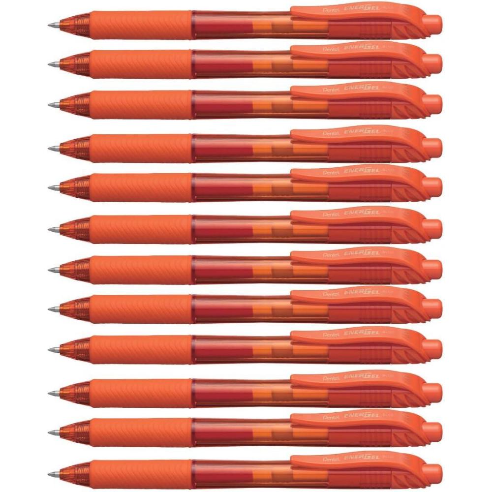 imagePentel BL107C EnerGelX Retractable Roller Gel Pen 7mm Blue BarrelInk DozenOrange