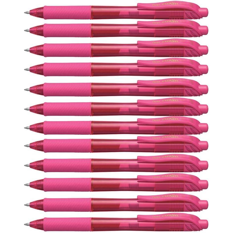 imagePentel BL107C EnerGelX Retractable Roller Gel Pen 7mm Blue BarrelInk DozenPink