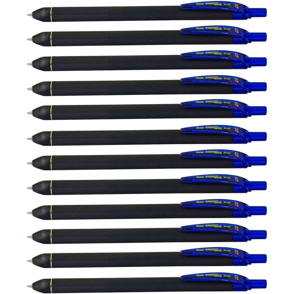 imagePentel EnerGel Kuro Liquid Gel Pen 07mm Medium line Black Ink 12 Pack BL437R1ABlue