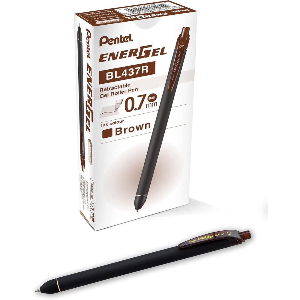 imagePentel EnerGel Kuro Liquid Gel Pen 07mm Medium line Black Ink 12 Pack BL437R1ABrown