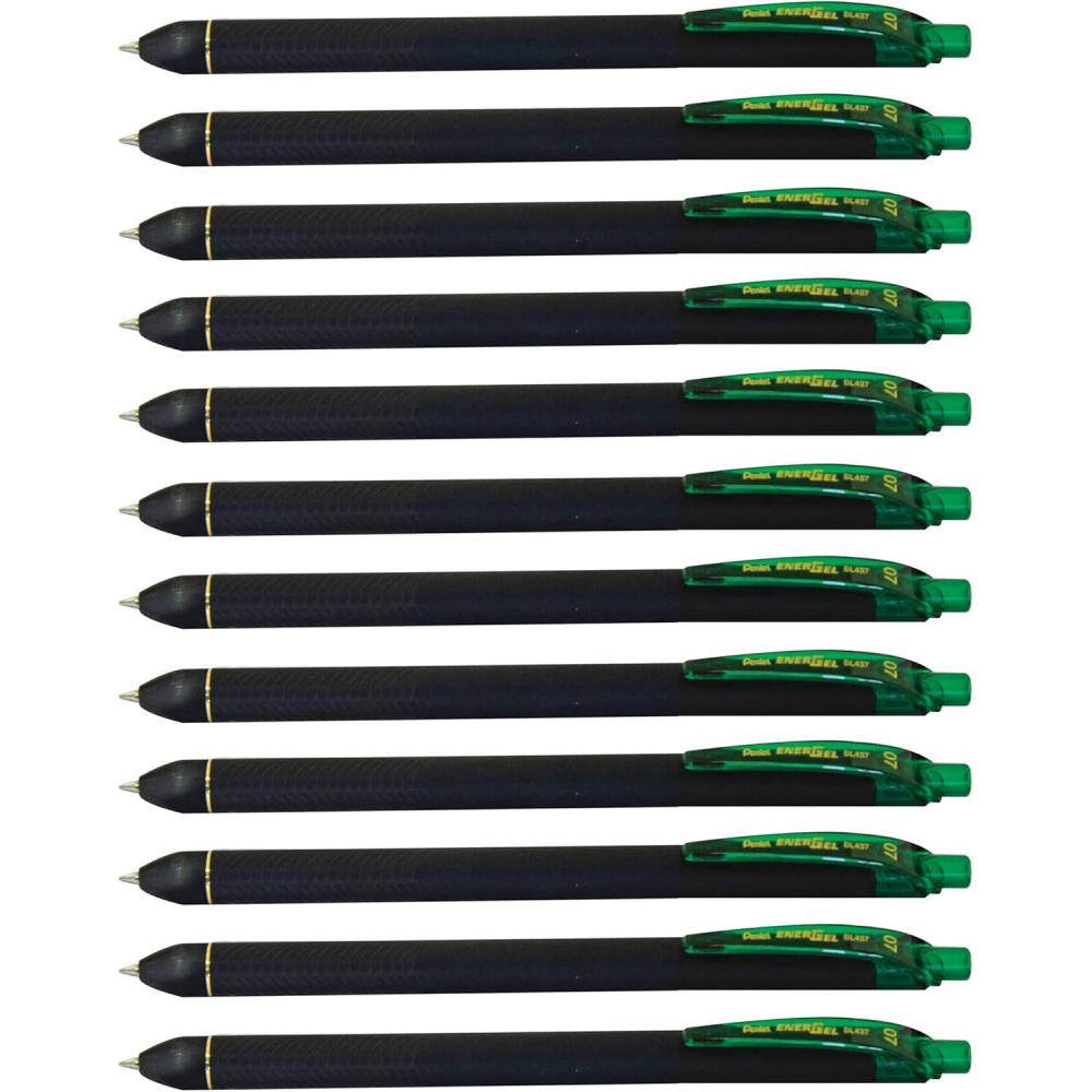 imagePentel EnerGel Kuro Liquid Gel Pen 07mm Medium line Black Ink 12 Pack BL437R1AGreen