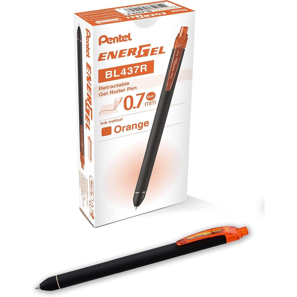 imagePentel EnerGel Kuro Liquid Gel Pen 07mm Medium line Black Ink 12 Pack BL437R1AOrange