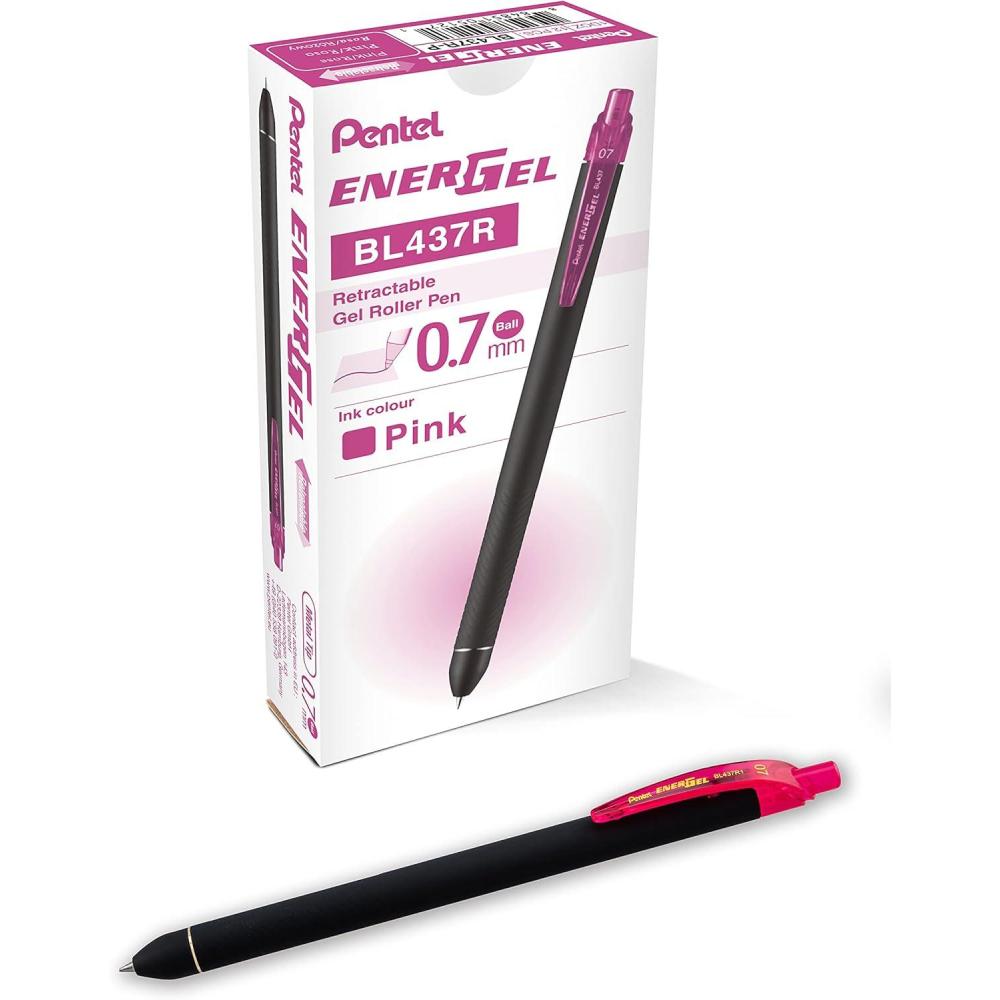 imagePentel EnerGel Kuro Liquid Gel Pen 07mm Medium line Black Ink 12 Pack BL437R1APink