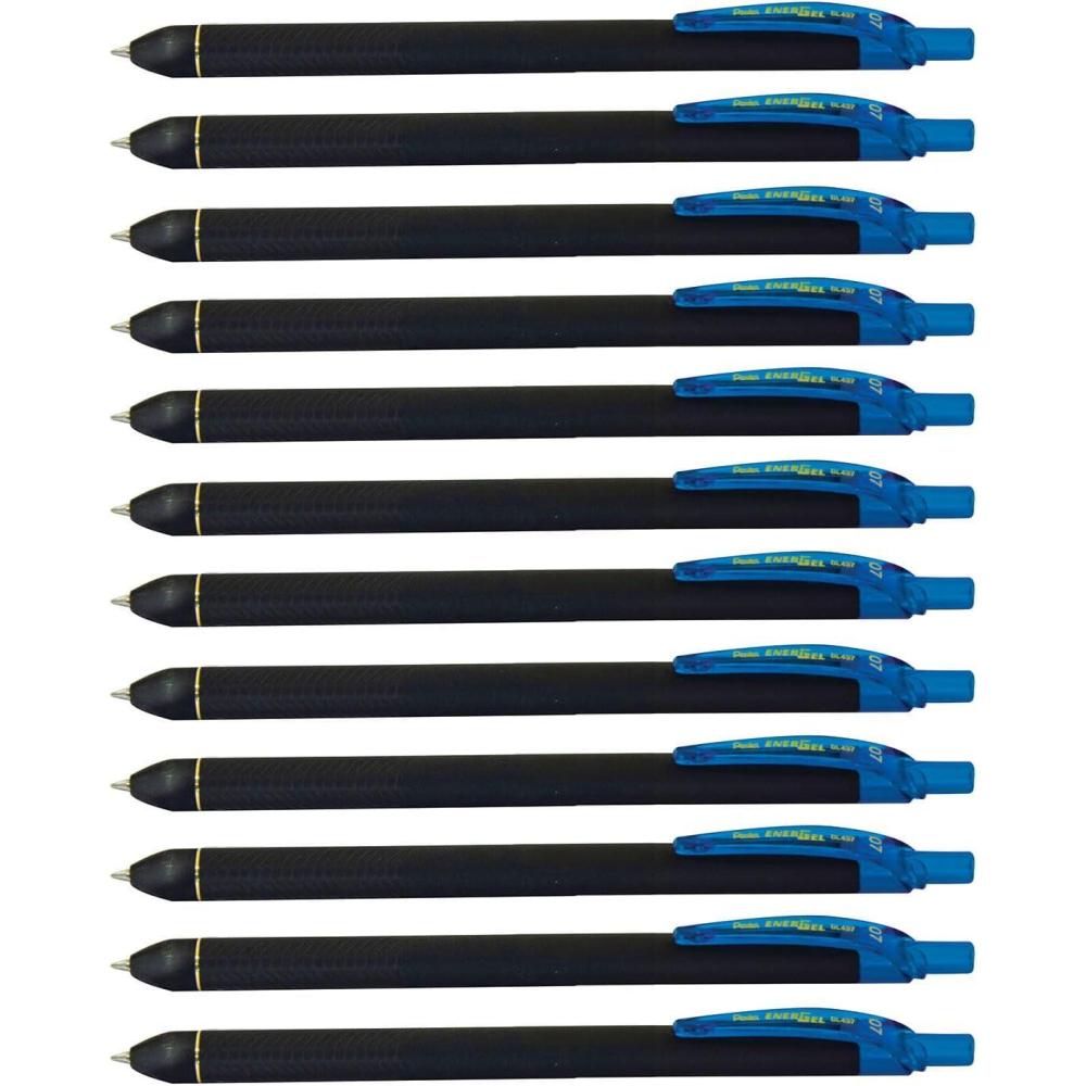 imagePentel EnerGel Kuro Liquid Gel Pen 07mm Medium line Black Ink 12 Pack BL437R1ASky Blue