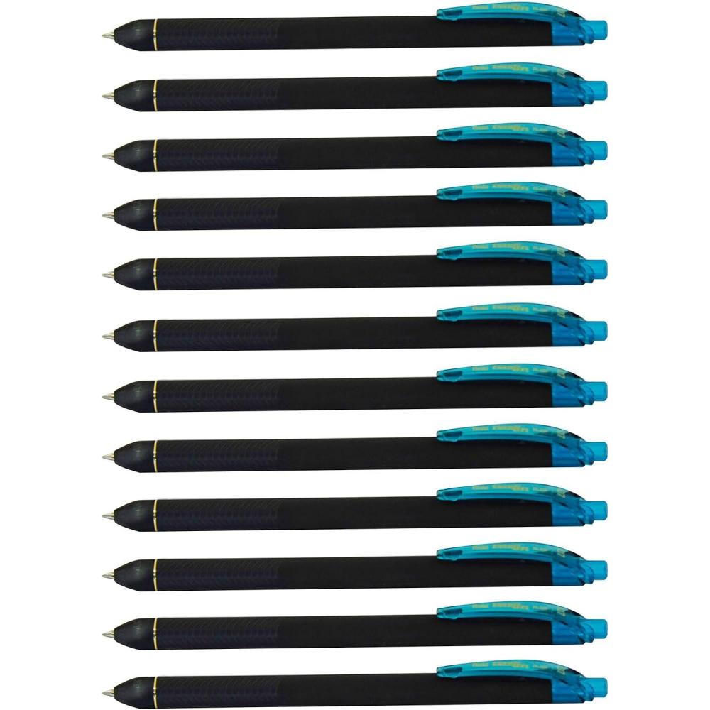 imagePentel EnerGel Kuro Liquid Gel Pen 07mm Medium line Black Ink 12 Pack BL437R1ATurquoise