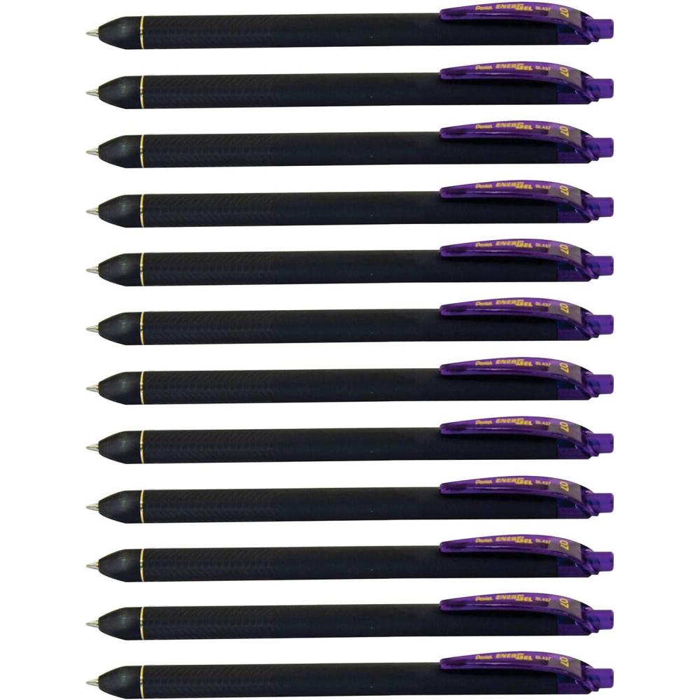 imagePentel EnerGel Kuro Liquid Gel Pen 07mm Medium line Black Ink 12 Pack BL437R1AViolet