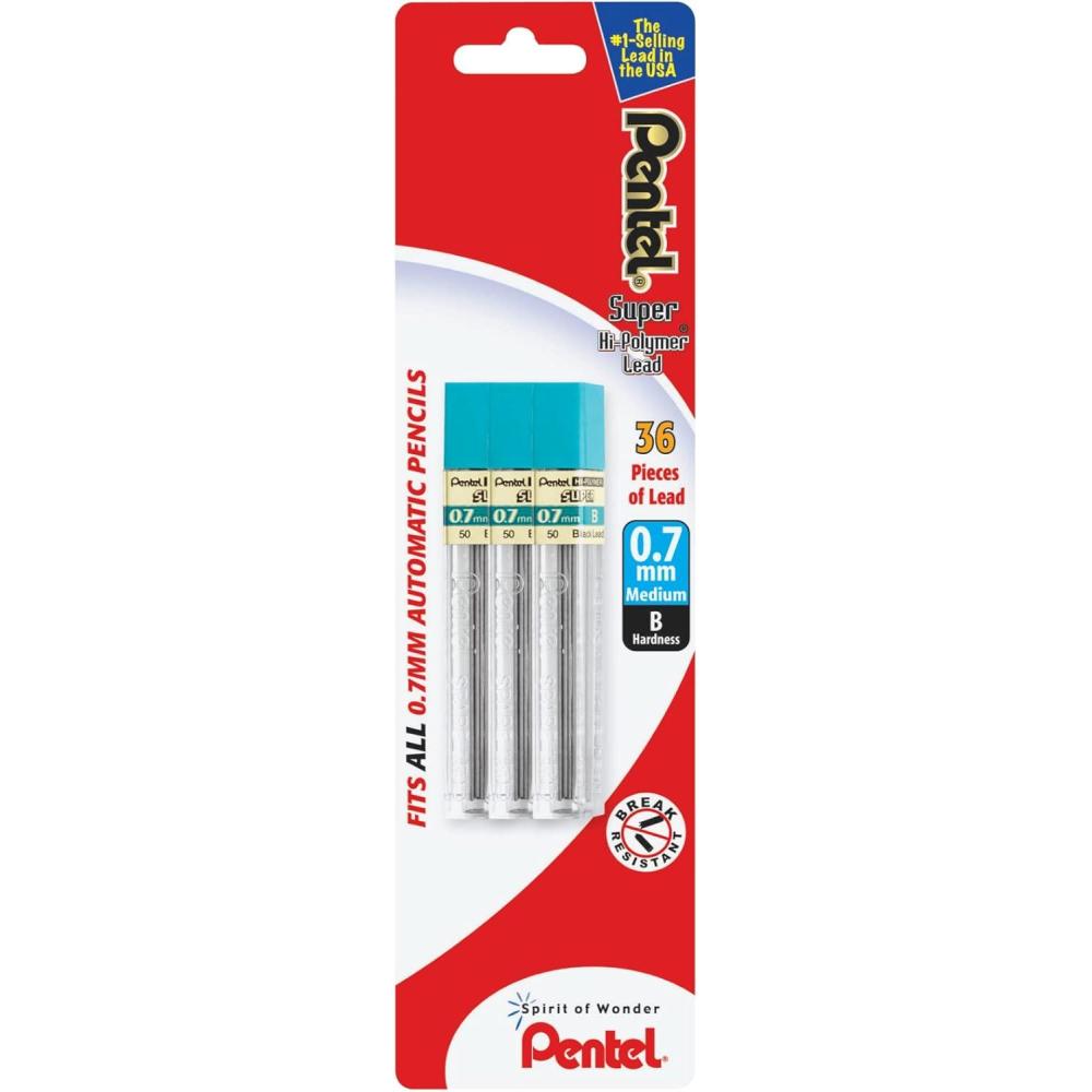 imagePentel Super HiPolymer Lead Refills Medium Point 07 mm B Hardness Pack Of 36 RefillsPEN