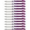 Pentel EnerGel RTX Pearl Retractable Liquid Gel Pen, (0.7mm) Medium Line, Needle Tip, Blue Ink, 12 pack (BLN77PW-C)(Violet)