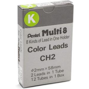 Pentel Arts 8 Colour Pencil Lead Refill, Light Green, 24 Pieces of Lead (CH2-K)