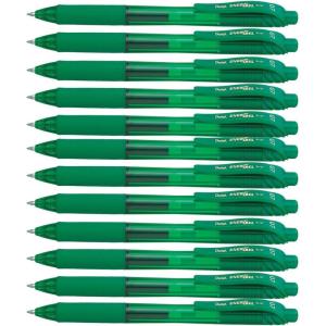 Pentel BL107C EnerGel-X Retractable Roller Gel Pen, .7mm, Blue Barrel/Ink, Dozen(Green)