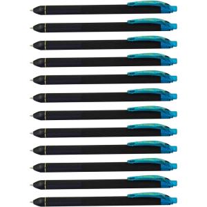 Pentel EnerGel Kuro Liquid Gel Pen, (0.7mm) Medium line, Black Ink, 12 Pack (BL437R1-A)(Turquoise)