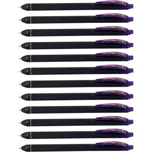 Pentel EnerGel Kuro Liquid Gel Pen, (0.7mm) Medium line, Black Ink, 12 Pack (BL437R1-A)(Violet)