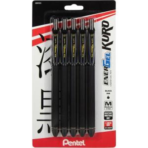 Pentel EnerGel Kuro Liquid Gel Pen, (0.7mm) Medium line, Black Ink, 5 Pack(5 Count (Pack of 1))