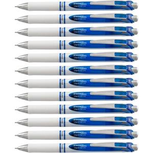 Pentel EnerGel RTX Pearl Retractable Liquid Gel Pen, (0.7mm) Medium Line, Needle Tip, Blue Ink, 12 pack (BLN77PW-C)(Blue)