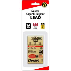 Pentel Super High-Polymer 0.5mm Lead Size, 12 Pack (C505BPHB-K6)(HB)