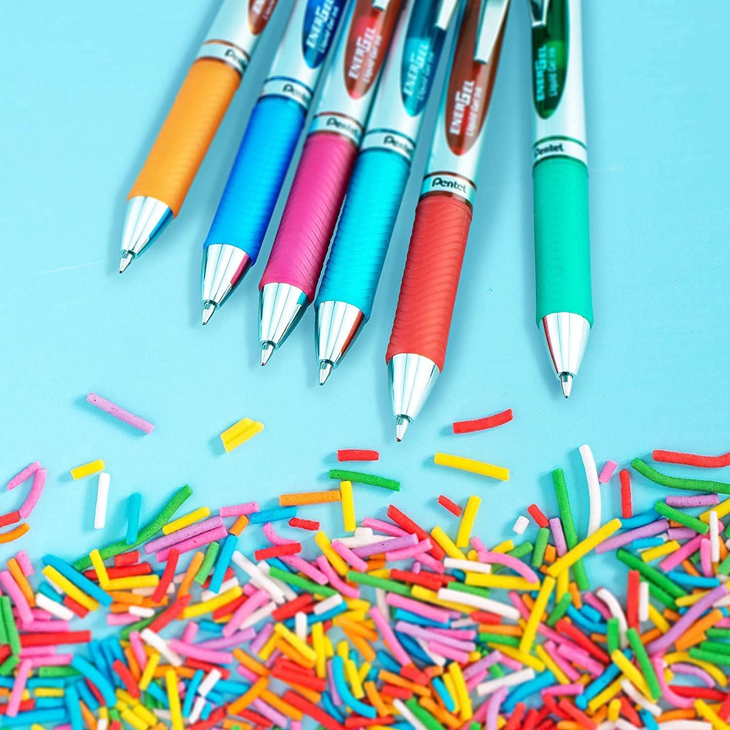 imagePentel Energel 07 mm Medium Point RTX Retractable Liquid Gel Ink Pen Metal Tip 10 Pack of New Assorted Ink Colors