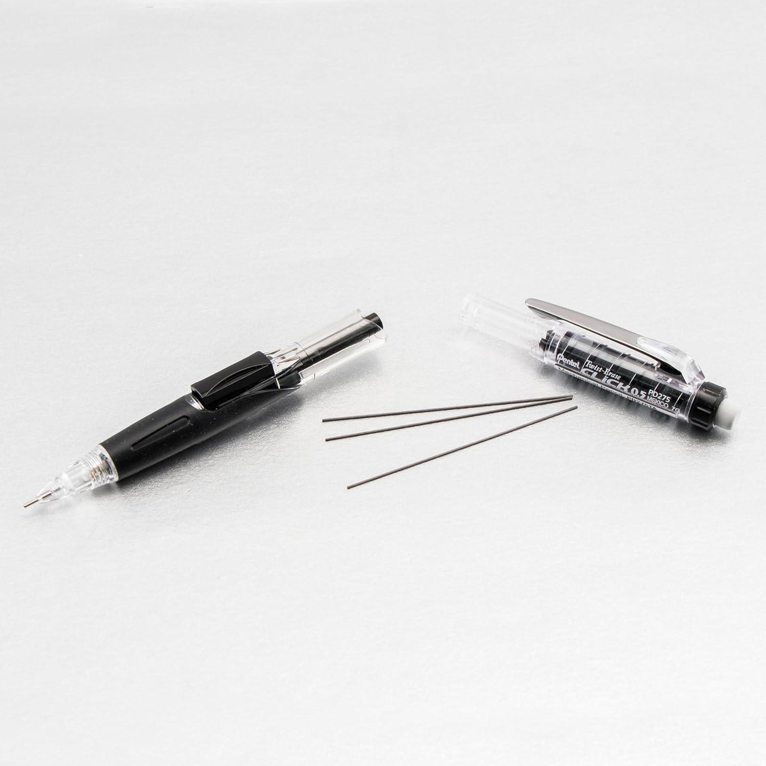 imagePentel Twist Erase CLICK Mechanical Pencil Pack of 12 05mm Clear Barrel Black Grip Box of 12 PD275TA
