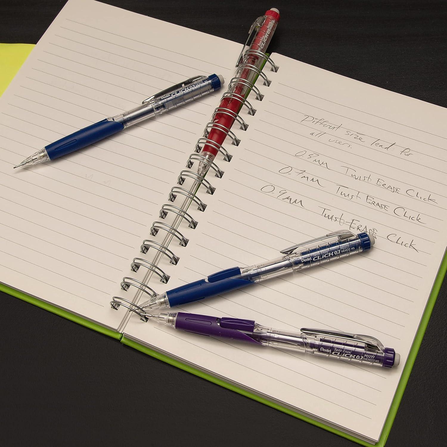 imagePentel TwistErase CLICK Mechanical Pencils Fine Point 05mm HB Hardness Assorted Barrels Pack Of 2