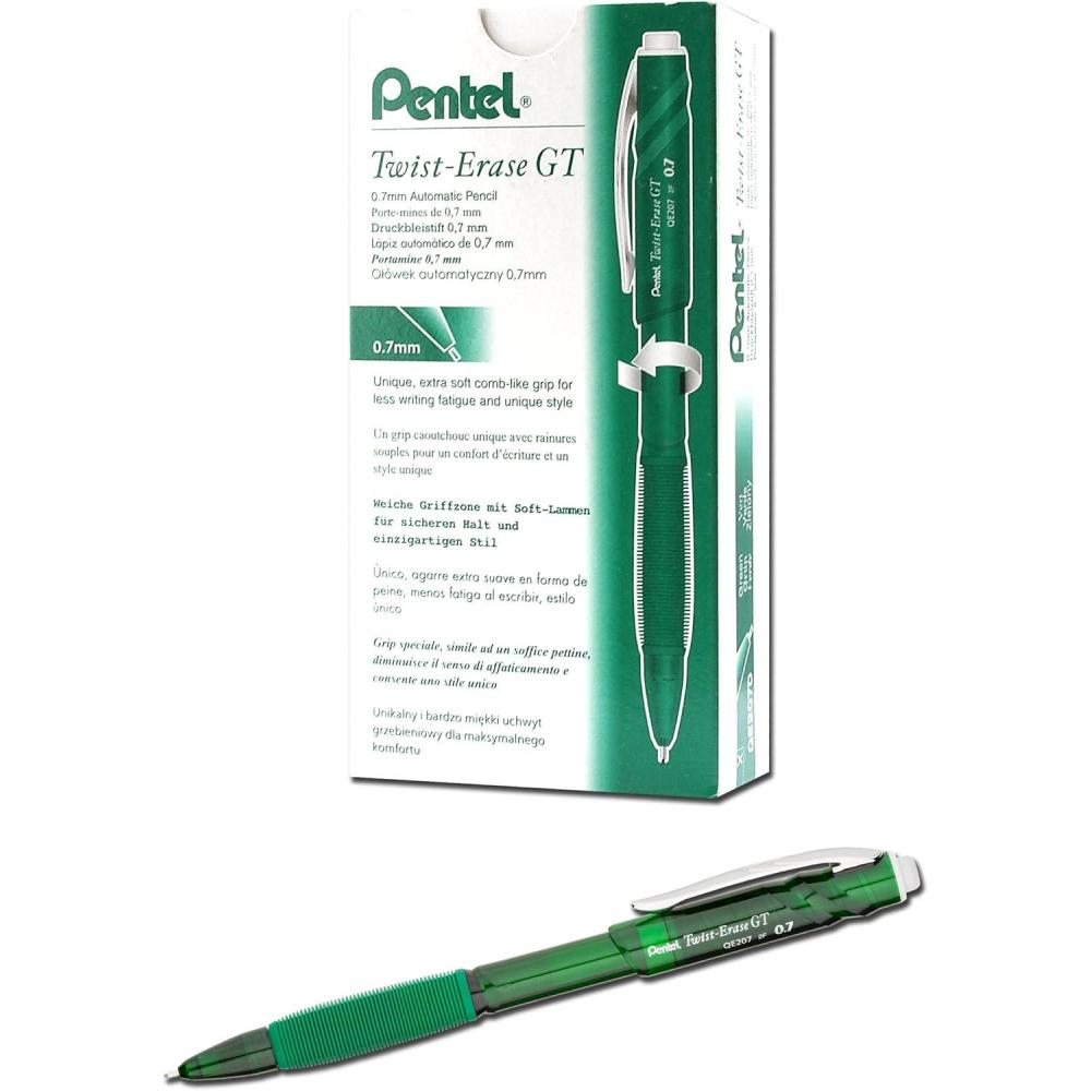 imagePentel QE207A TwistErase GT Pencils 07 mm Blackgreen