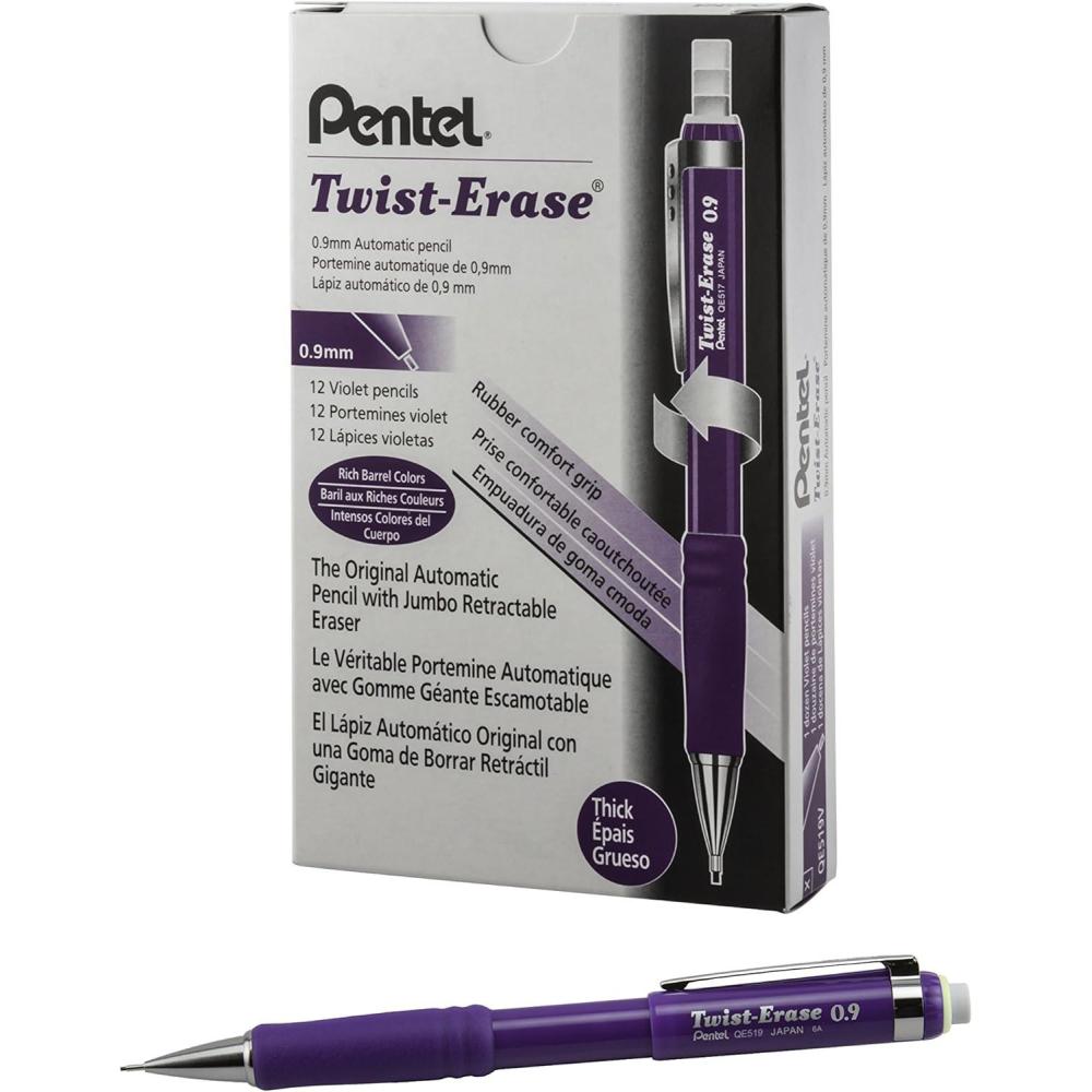 imagePentel TwistErase III Mechanical Pencil 09mm Red BarrelViolet